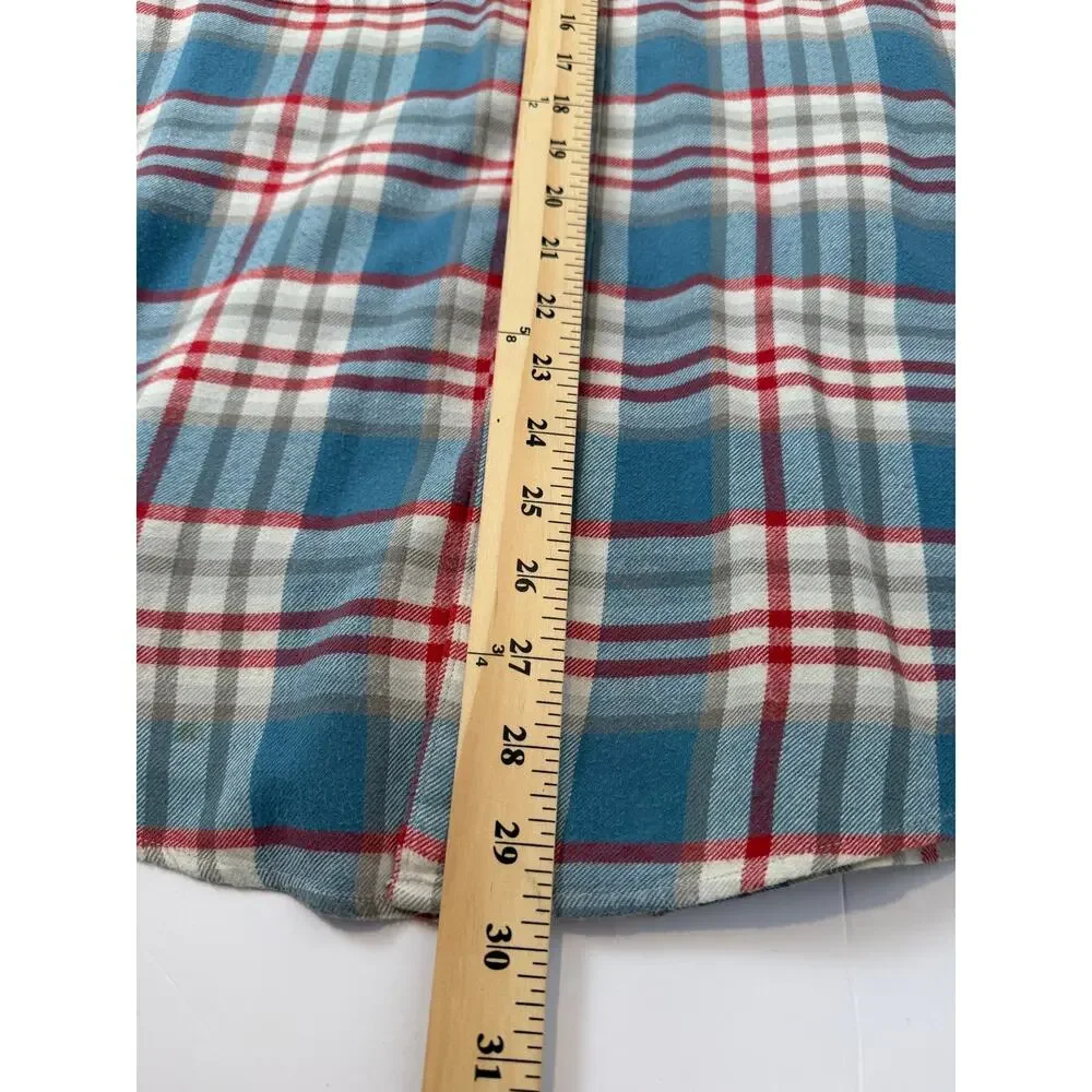 J.Crew Flannel Slim Fit Men Medium Blue Red Plaid 100% Cotton Shirt Style 92937